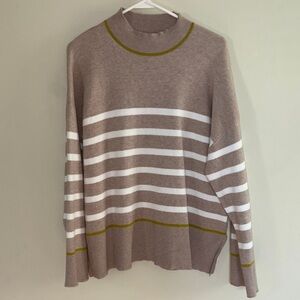 Tahari Brown and White Striped Women's Sweater